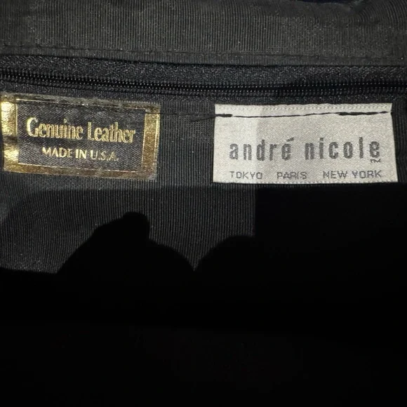 Rare Vintage Andre Nicole‎ Patriotic Gold US Flag Leather Crossbody Bowling Bag - Picture 8 of 9